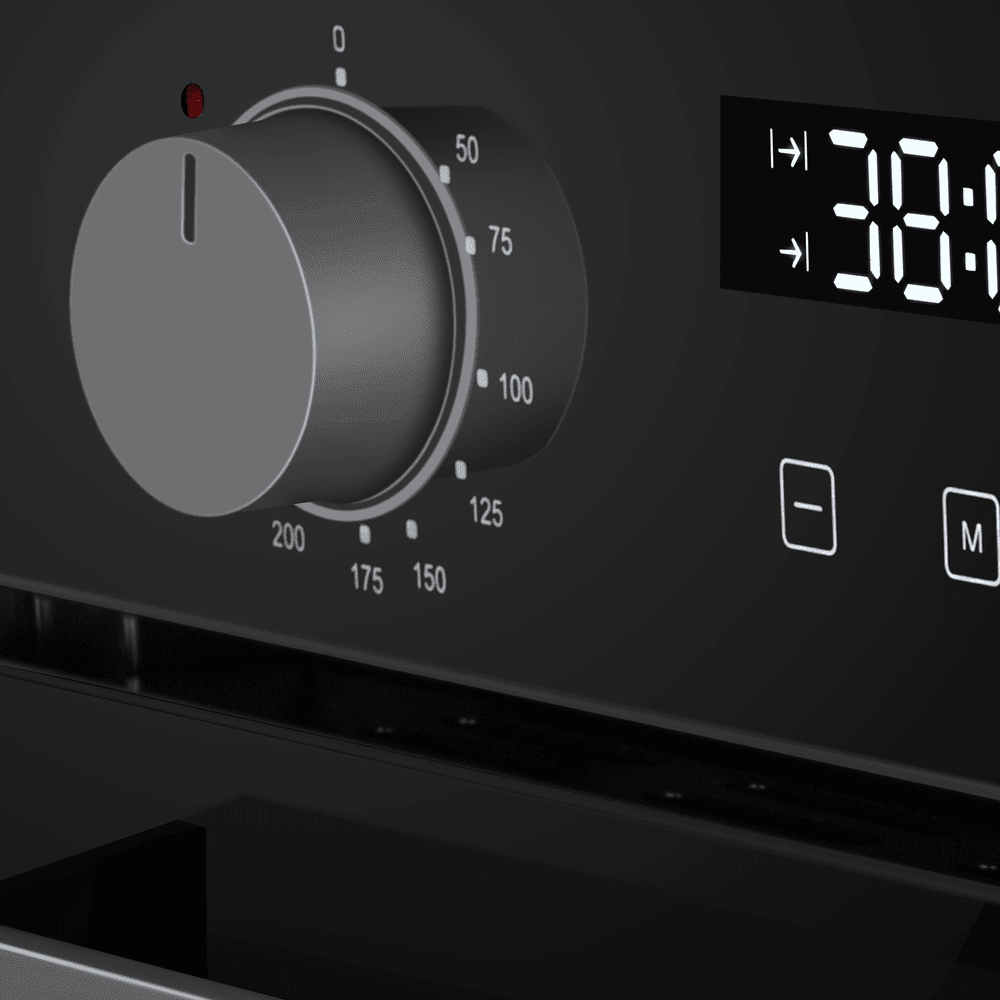 Электрический  черный духовой шкаф 45 см с режимом конвекции