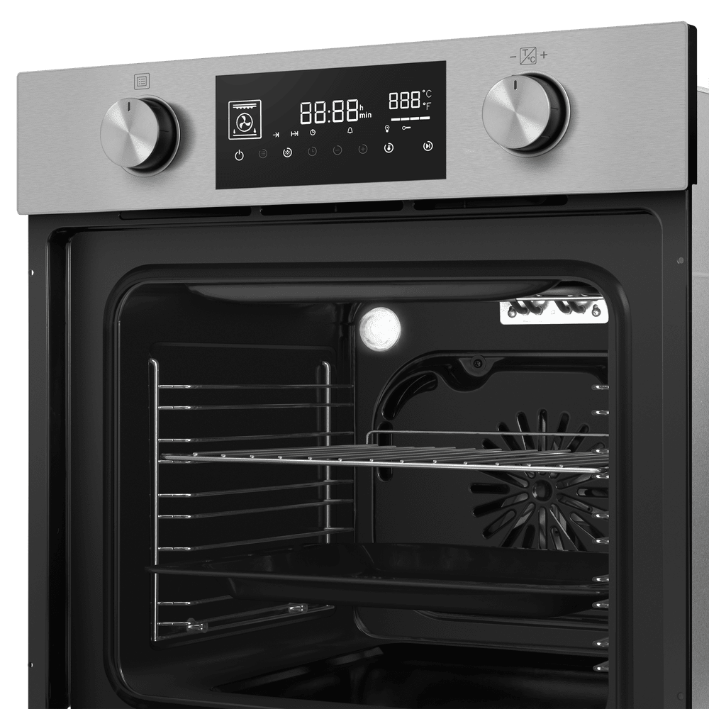 Электрический серый духовой шкаф 60 см с режимом конвекции