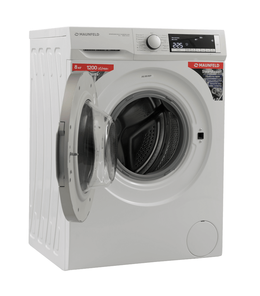 Стиральная машина с инвертором и паром MAUNFELD MFWM128WH300 ST INVERTER SLIM