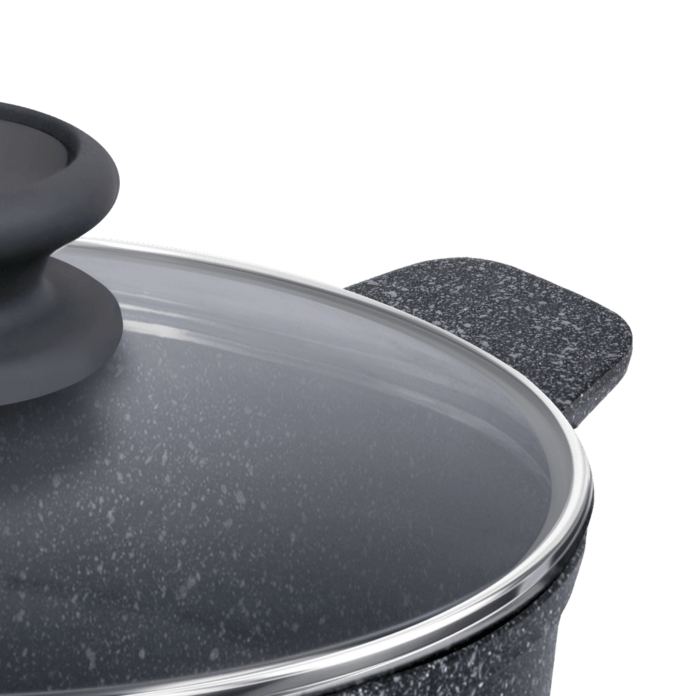 Кастрюля MAUNFELD GRETA MF24GRTT01CR из литого алюминия со стеклянной крышкой, 24 см, 4 л