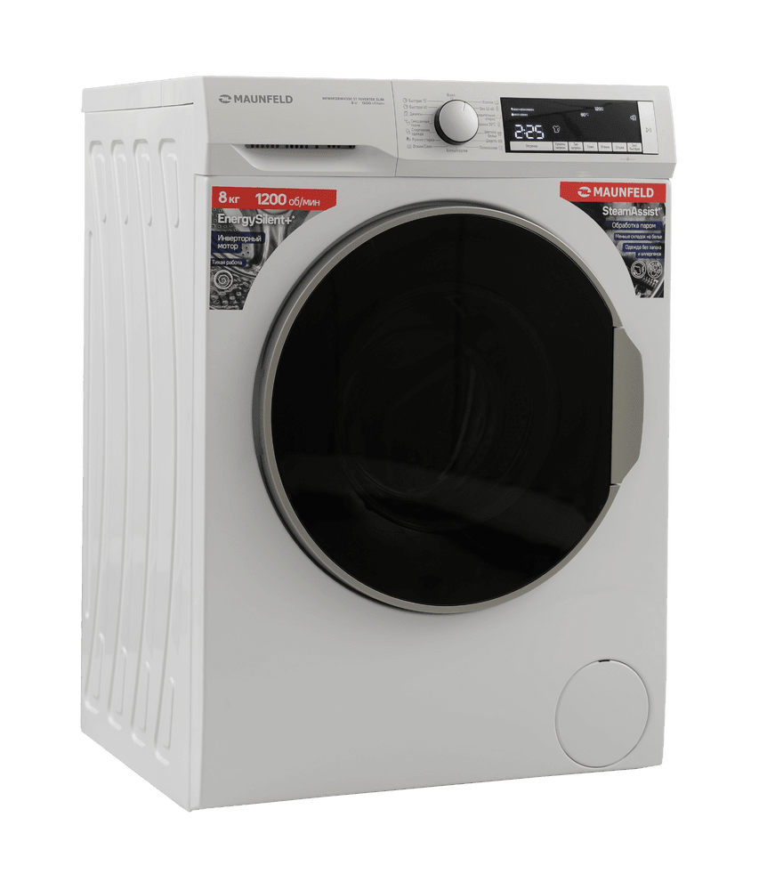 Стиральная машина с инвертором и паром MAUNFELD MFWM128WH300 ST INVERTER SLIM