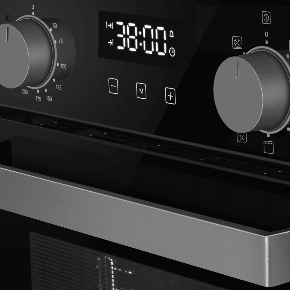 Электрический  черный духовой шкаф 45 см с режимом конвекции