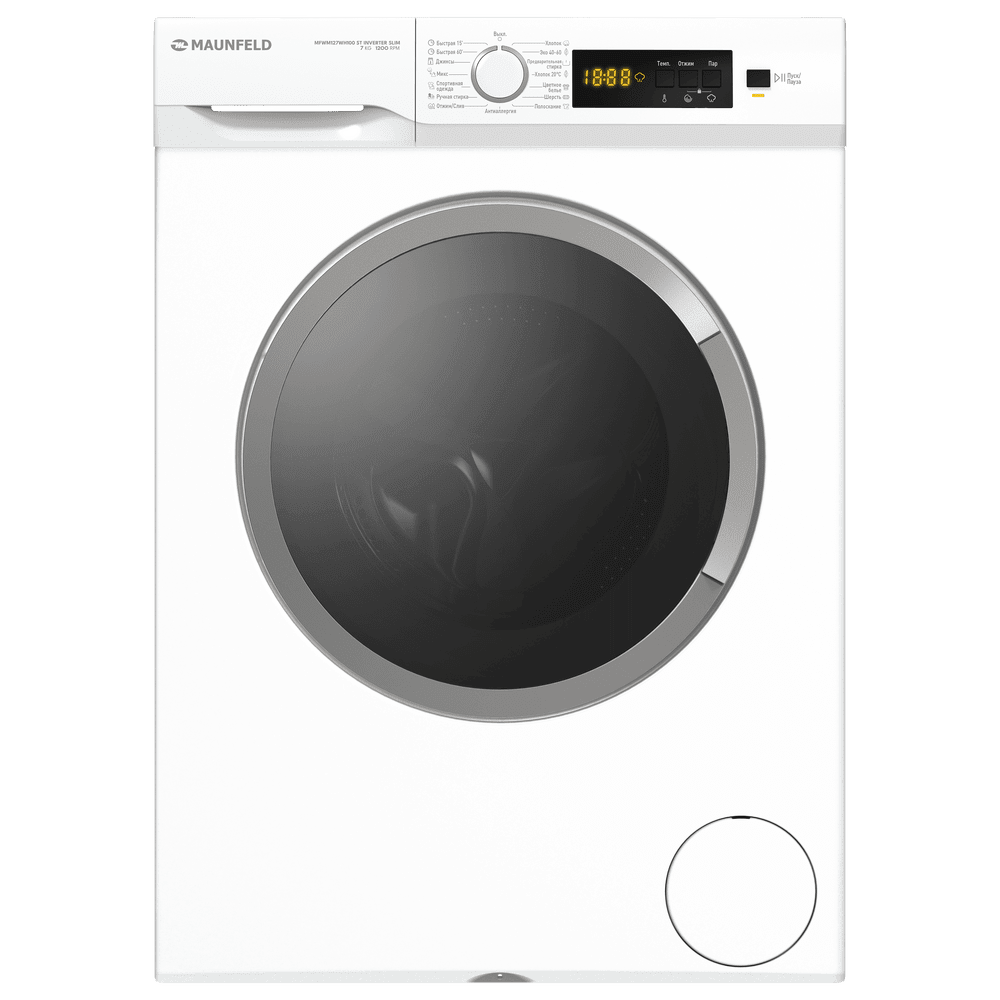 Стиральная машина с инвертором и паром MAUNFELD MFWM127WH100 ST INVERTER SLIM