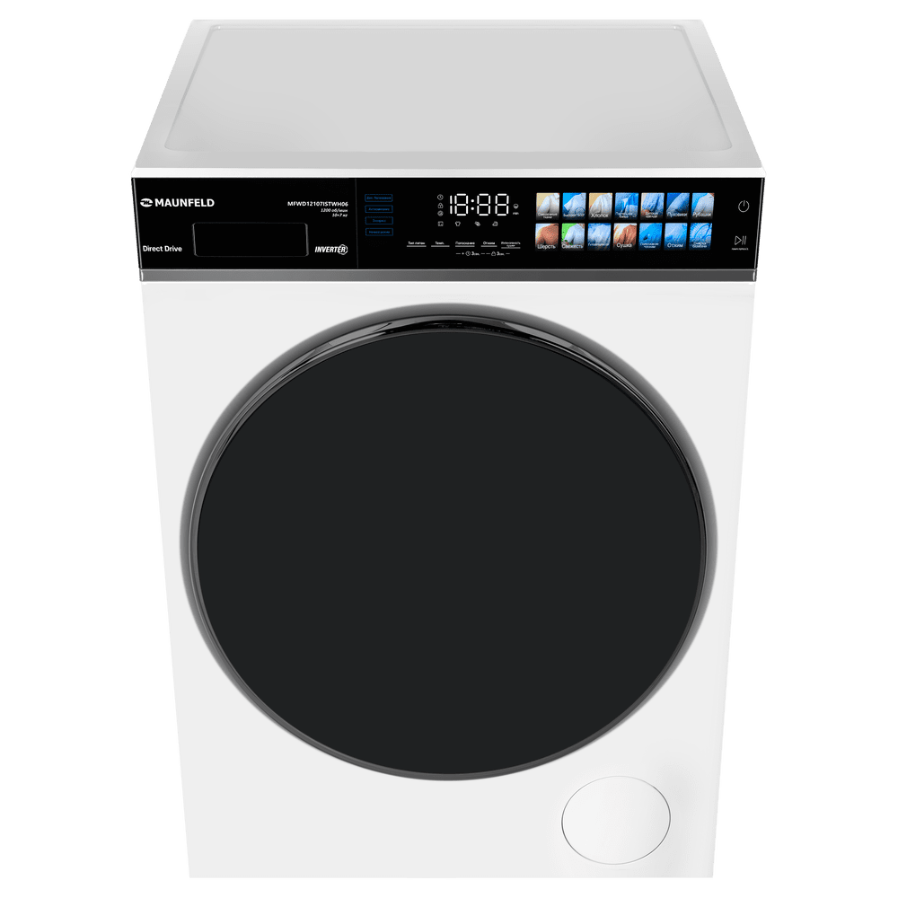 Стиральная машина с сушкой, инвертором и паром MAUNFELD MFWD12107ISTWH06