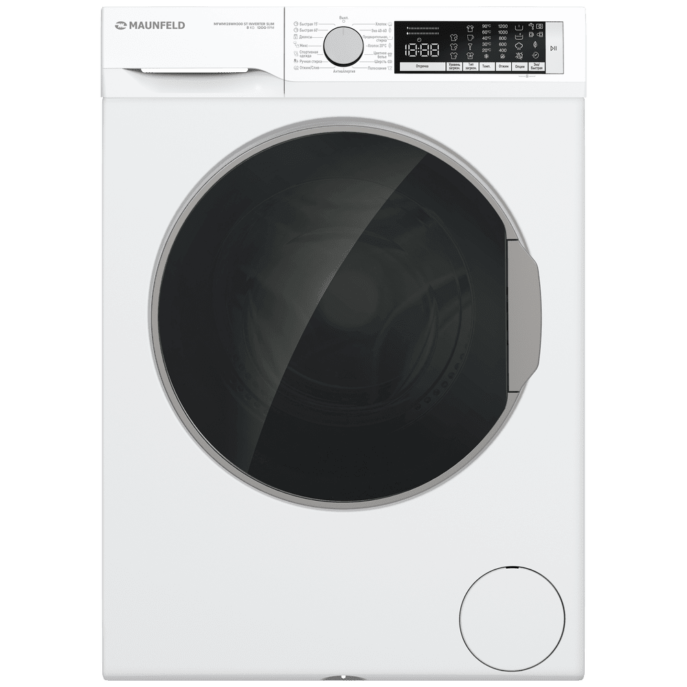 Стиральная машина с инвертором и паром MAUNFELD MFWM128WH300 ST INVERTER SLIM