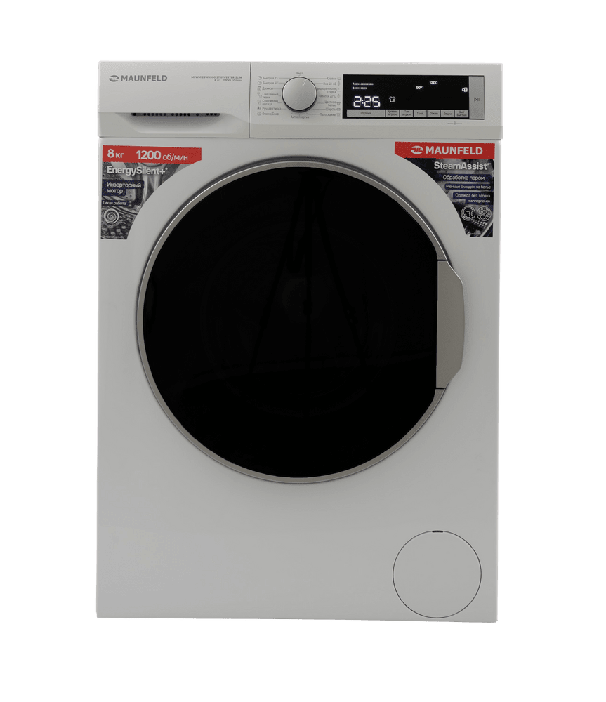 Стиральная машина с инвертором и паром MAUNFELD MFWM128WH300 ST INVERTER SLIM