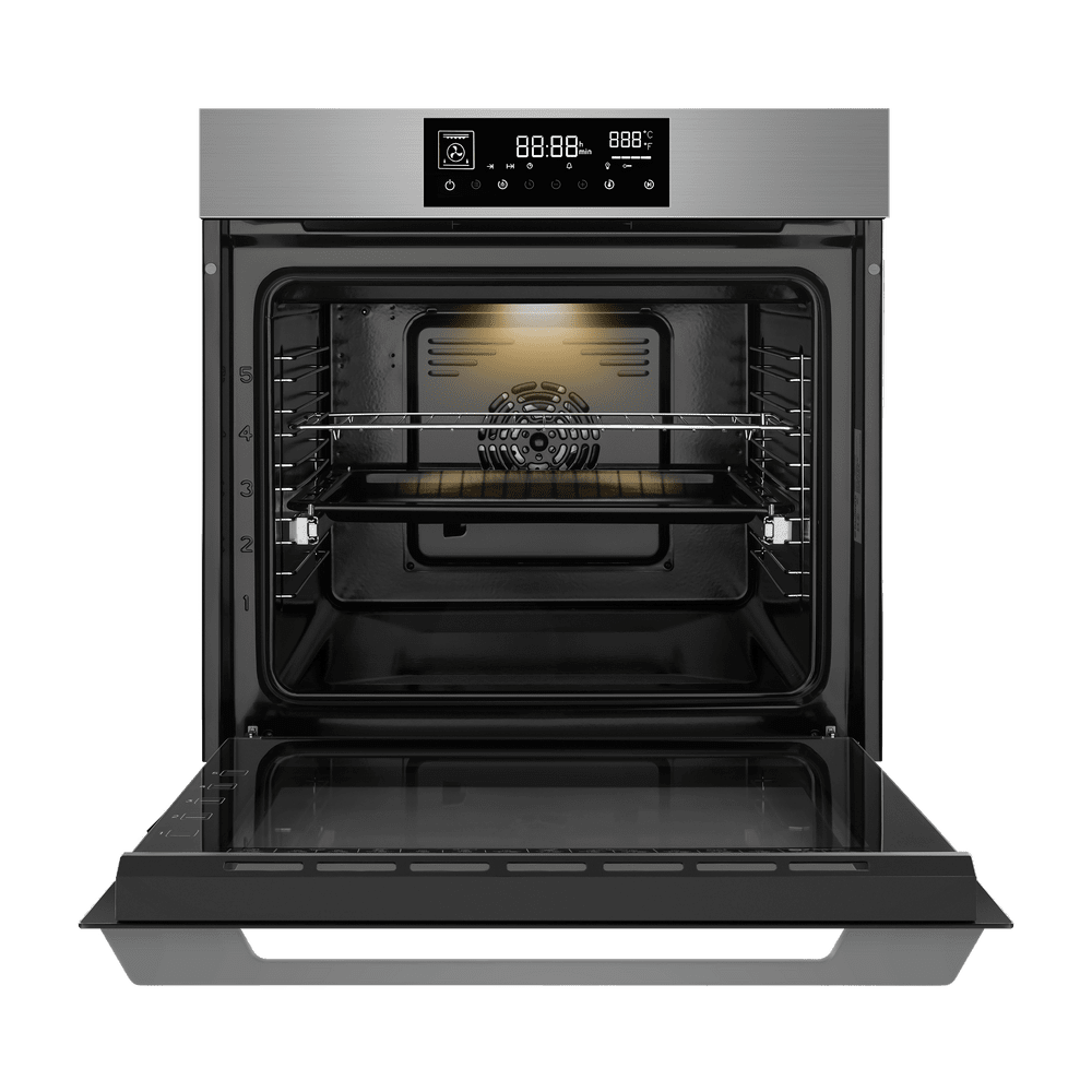 Электрический серый духовой шкаф 60 см с режимом конвекции