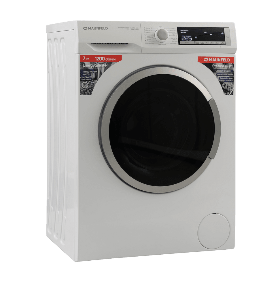 Стиральная машина с инвертором и паром MAUNFELD MFWM127WH200 ST INVERTER SLIM