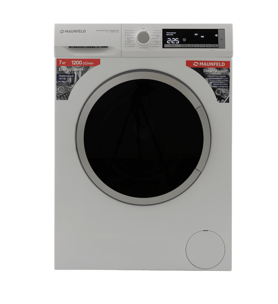 Стиральная машина с инвертором и паром MAUNFELD MFWM127WH200 ST INVERTER SLIM