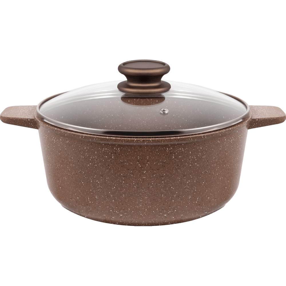 Кастрюля MAUNFELD CARMEL MF26CRM01CR из литого алюминия со стеклянной крышкой, 26 см, 5 л